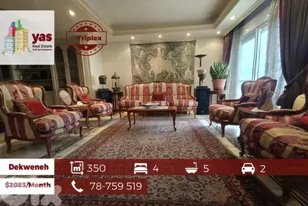 Dekweneh 350m2 | 40m2 Terrace | Triplex | Well Maintained |Rent |AA/TY