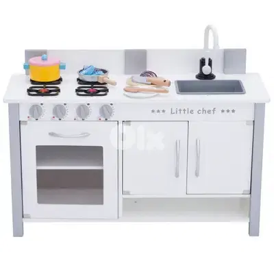 Wooden Kitchen With Sink 80x30x54 CM - مطبخ خشبي للأطفال مع حوض غسيل