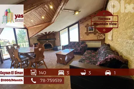 Ouyoun El Siman 140m2 | Terrace | Quiet Area | Mountain View | RIS
