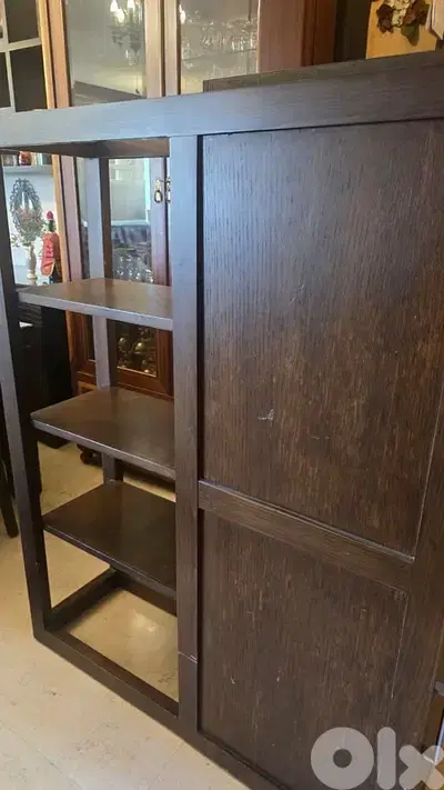 BOOKSHELVES with side cabinets