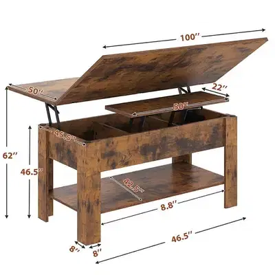 3-in-1 Multifunctional Lift-Top and Folding Coffee Table