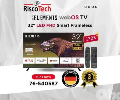 KB Elements 32"-Inch Led TV FHD Smart | تلفزيون 32 إنش كفالة سنة