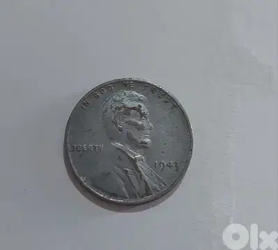 White World War II  USA  Lincolin Wheat cent coin year 1943