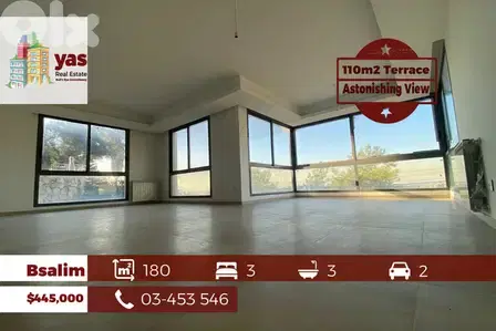 Bsalim 180m2 | 110m2 Terrace | Brand New | Sea View | PED |