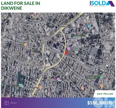581m2 Prime Land (corner) 4sale in Dekwaneh/Metn-أرض للبيع في الدكوانة