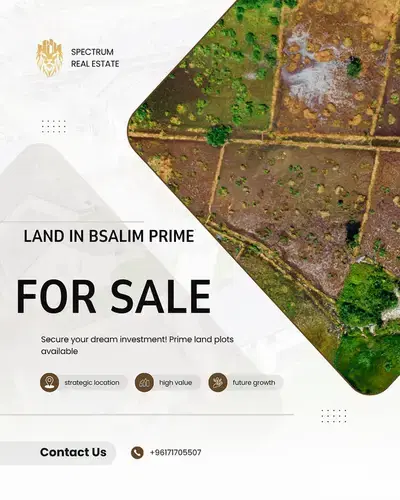 500$/Sq LAND FOR SALE IN BSALIM PRICE, ZONE 30/90, (BS-193)