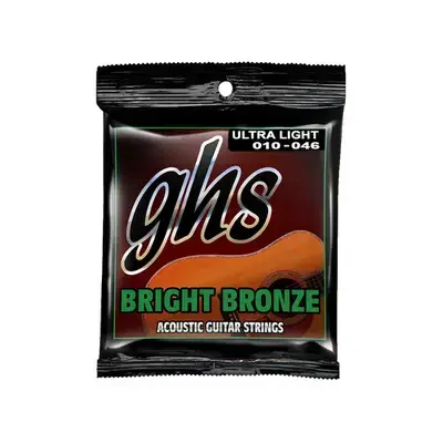 GHS Bright Bronze 80/20 BB10U Acoustic Guitar Strings, Ultra Light (10