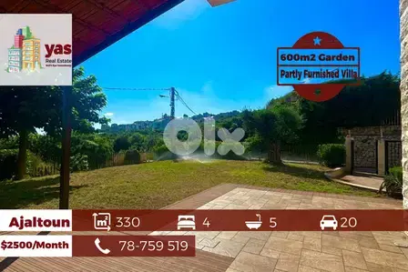 Ajaltoun 330m2 | 600m2 Garden | Semi Furnished Villa | Rent | KS