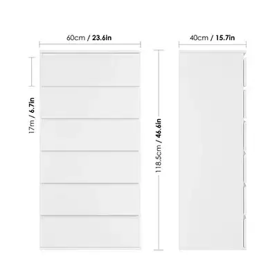 Homfa 6 Drawer White Dresser, Modern Storage Cabinet