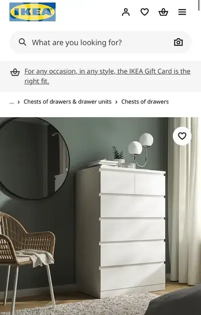 MALM 6-drawer dresser, white, 80x123 cm IKEA
