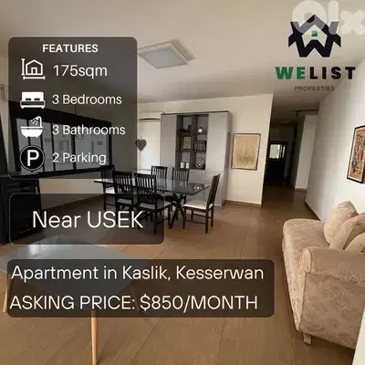 Apartment for rent in Kaslik شقة للايجار في كسليك