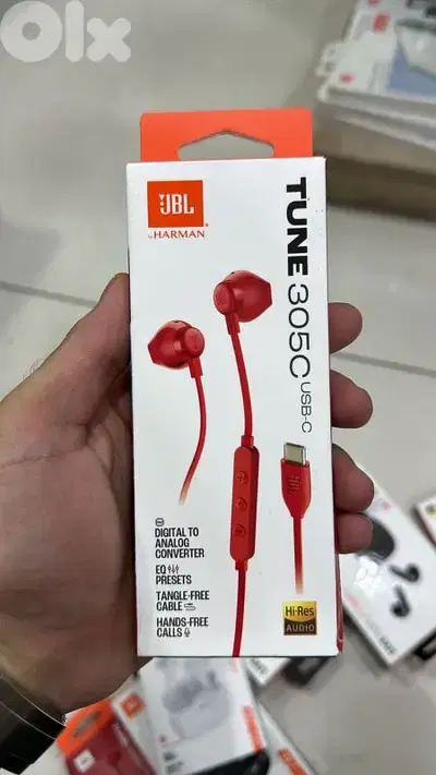 Jbl tune 305 usb-c wired earphones red