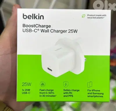 Belkin Boostcharge Usb-c wall charger 25w 3pin white
