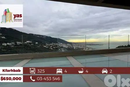 Kfarhbab 325m2 | Panoramic Mountain And Sea View | YV |