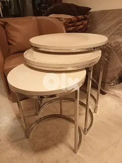 Nest of 3 Italian chrome tables