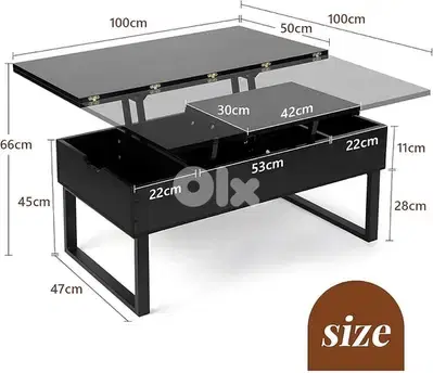 VOWNER Coffee Table Height Adjustable, 3-in-1