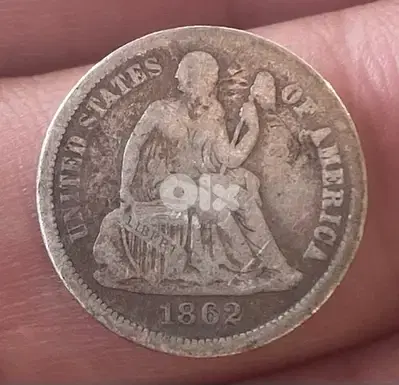 عملة واحد دايم فضة سنة ١٨٦٢ Seated Liberty dime 1862
