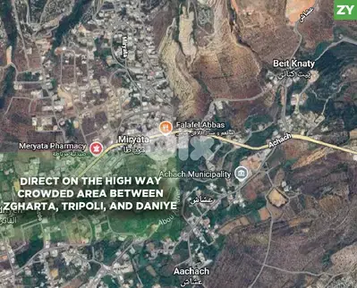 prime land investment in Achach, zgharta/عشاش REF#ZY130314