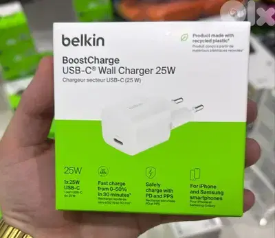 Belkin Boostcharge usb-c wall charger 25w 2pin white