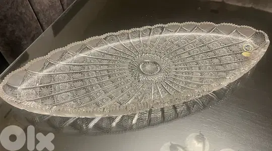 صحن كرستال بوهيمي كبير الحجم نقش ناعم درجه اولى عدد (1) 20cm * 54cm