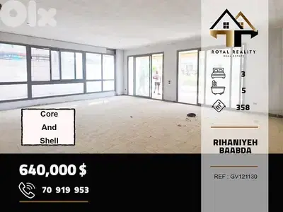 core and shell apartment for sale in rihaniyeh baabda