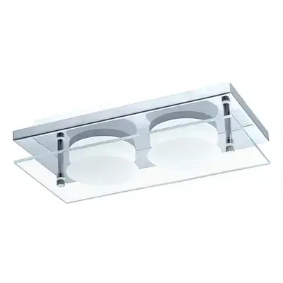 EGLO Abiola 2‑LED Ceiling Light – Compact Chrome & Glass, 900 lm Warm