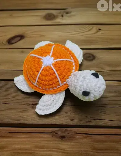 handmade crochet amigurumi orange turtle