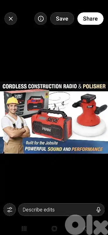 FERM Bluetooth radio_ 20-volt battery. + cordless polisher/4$ delivery