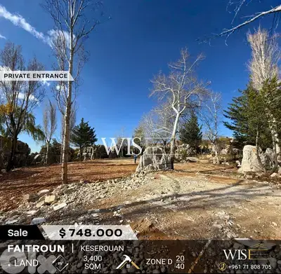 Prime 3,400 SQM Land For Sale in Faitroun!