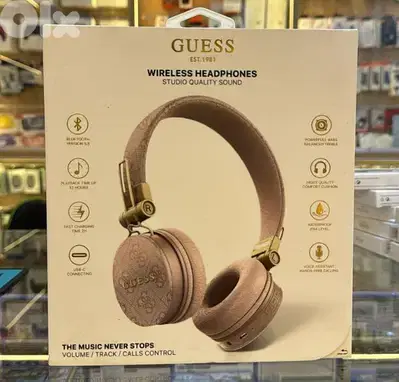 Guess Wireless Headphones leather with metal logo pink