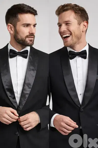 European Men's Black 1 Button Dinner Jacket