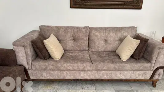 طقم كنبايات شغل توصاية كنار خشب زان خمس قطع قماش نبك تركي