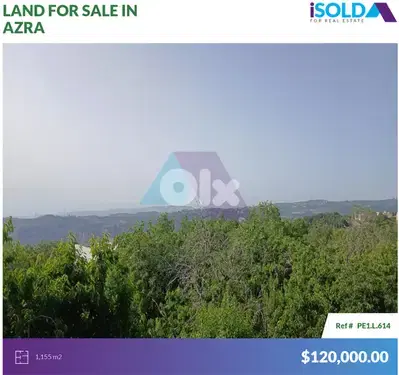 1155m2 land+mountain view-Prime Location-4sale in Azra/Keserwan-كسروان