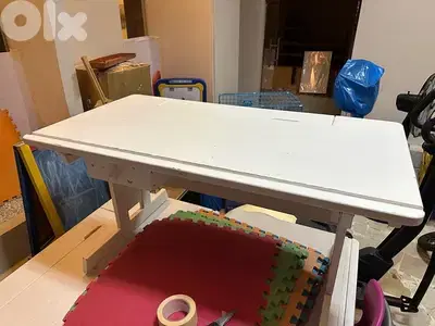White wooden desks (tables) for students (no chairs) - طاولة مكتب