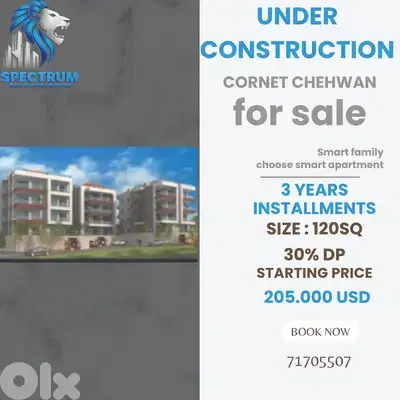 UNDER CONSTRUCTION IN CORNET CHEHWAN PRIME 30% DOWN PAYMENT, (CH-152)