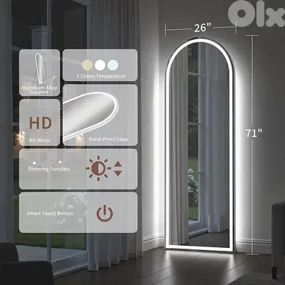 tall mirror with led light