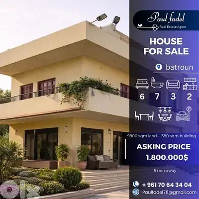 Elegant standalone for sale in Batroun !! Elegant standalone for sale in Batroun !!