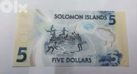 Solomon Islands Uncirculated Polymer Banknote Five Dollars Solomon Islands Uncirculated Polymer Banknote Five Dollars