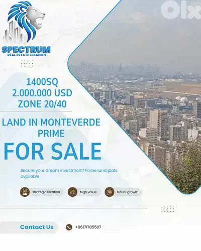 1400Sq LAND FOR SALE IN MONTEVERDE PRIME, ZONE 20/40, (MO-292) R. G