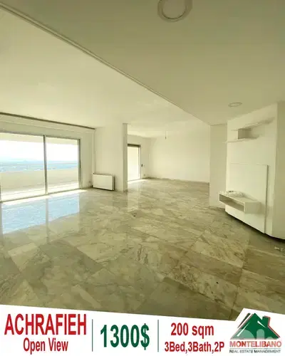 200 sqm Apartment For Rent in Achrafieh (أشرفية) with Open View