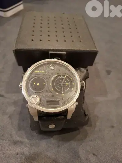 Diesel black leather mens watch
