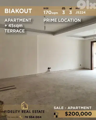 Apartment for sale in Biakout JS224 شقة للبيع في بياقوت