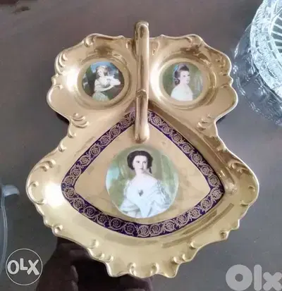 Antique Vienna porcelain tray with hand painted miniatures