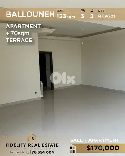 Apartment for sale in Ballouneh RKKG21 شقة للبيع في بلونة