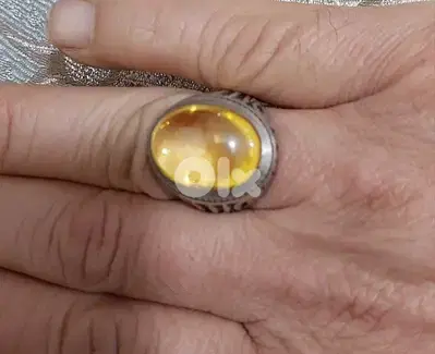 خاتم فضة عليه حجر زبرجدوزن ١٨،٥ غرامPeridot Silver Ring weight 18.5 gr