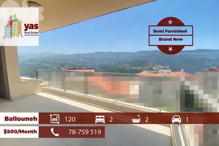 Ballouneh 120m2 | Semi Furnished | Rent | Brand New | KS