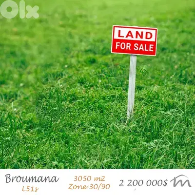Broumana | 3,050m² Land | Zone 30/90 | Open View | Road Access