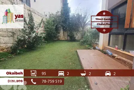 Okaibeh 95m2 | 70m2 Garden | Pool Access | Prime Location | ABA