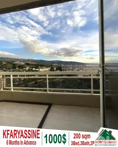 200 sqm Apartment For Rent in Kfaryassine كفر ياسين with Open View