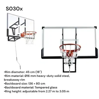 Basketball Board Tempered glass with manivel